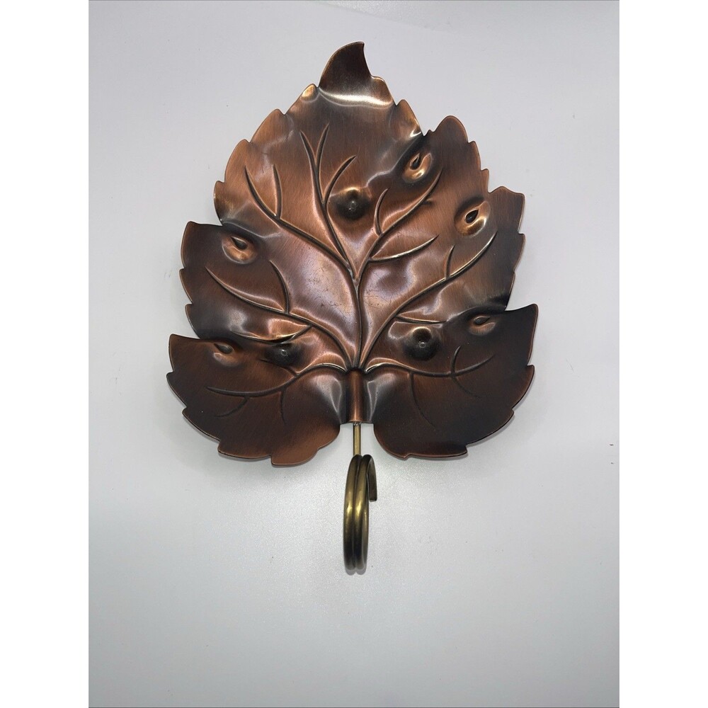 Vintage Coppercraft Guild Copper Leaf Shape Trinket Dishes w/Handle Set of 2